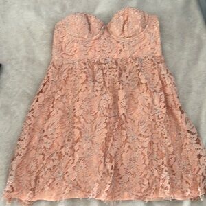 Nbd pink with silver corset tie back dress